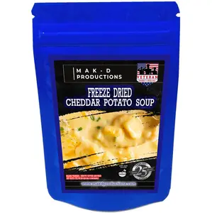 MAK D Productions - Freeze Dried Meal - Soup - Meatless Cheddar Potato Soup - Gourmet Recipes by a Sullivan University (Louisville, Kentucky) Culinary Chef Graduate - NEVER BLAND TASTING - MADE IN THE USA