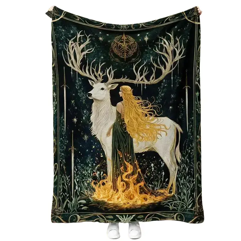 Enchanting Deer Glass Throne Premium Flannel Blanket - Soft, Comfortable for Sofa, Bed; Ideal Book Lover Gift for Christmas