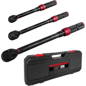 11Pcs Torque Wrench Set, 1/4'' & 3/8'' & 1/2'' Drive Click Torque Wrench, with Extension Bars & Adapters, Dual-Direction Adjustable Reversible 72-Tooth Ratchet Handle outdoorfun