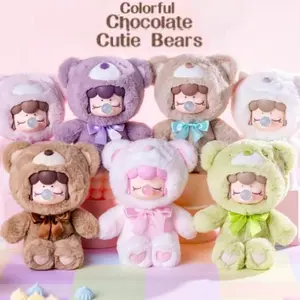 Rolife Nanci Chocolate Colorful Vinyl Soft Bear Blind Box Trendy Play Doll Plush Toy Clothing Bag Pendant Cute Christmas Gift