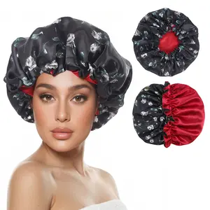 Sleep Cap Satin Bonnet Night Sleeping Soft Hair Turbans for Women and Girls, Double-layer, Reusable