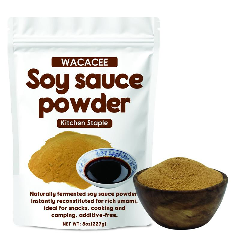 WACACEE Selected Ingredients Soy Sauce Powder Spice - 227g Sealed Pouch, Non-Clumping Fine Texture, Rich Umami Salty & Savory Flavor, 24-Month Shelf Life, Home Cooking Seasoning for Stir-Frying, Marinating