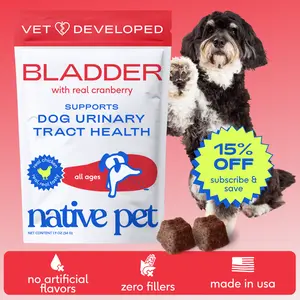 Native Pet Dog UTI Treatment - Cranberry Supplement for Dogs Bladder Control & Kidney Support - Prevent Urinary Tract Infection and Urinary Incontinence - Made with Real Cranberry Extract Chews Probiotics