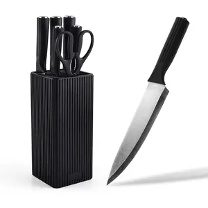 Knife set, high-end knife set, with knife holder, rust and non stick high carbon stainless special knife, can be placed in dishwasher