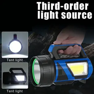 Solar flashlight, multifunctional emergency solar flashlight, portable bright rechargeable camping flashlight, suitable for home, outdoor hiking, power outages