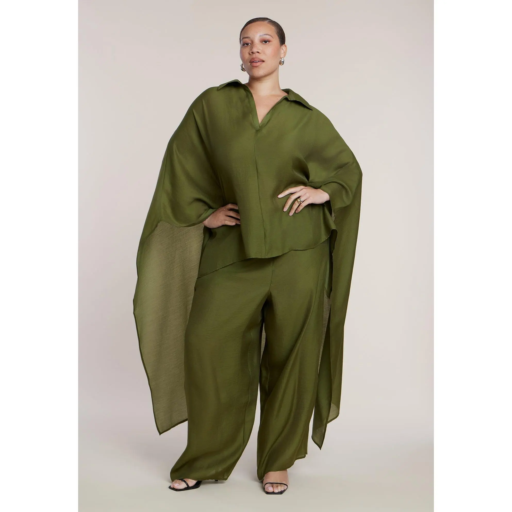 ELOQUII Women's Plus Size Sheer Lightweight Wide Leg Pant