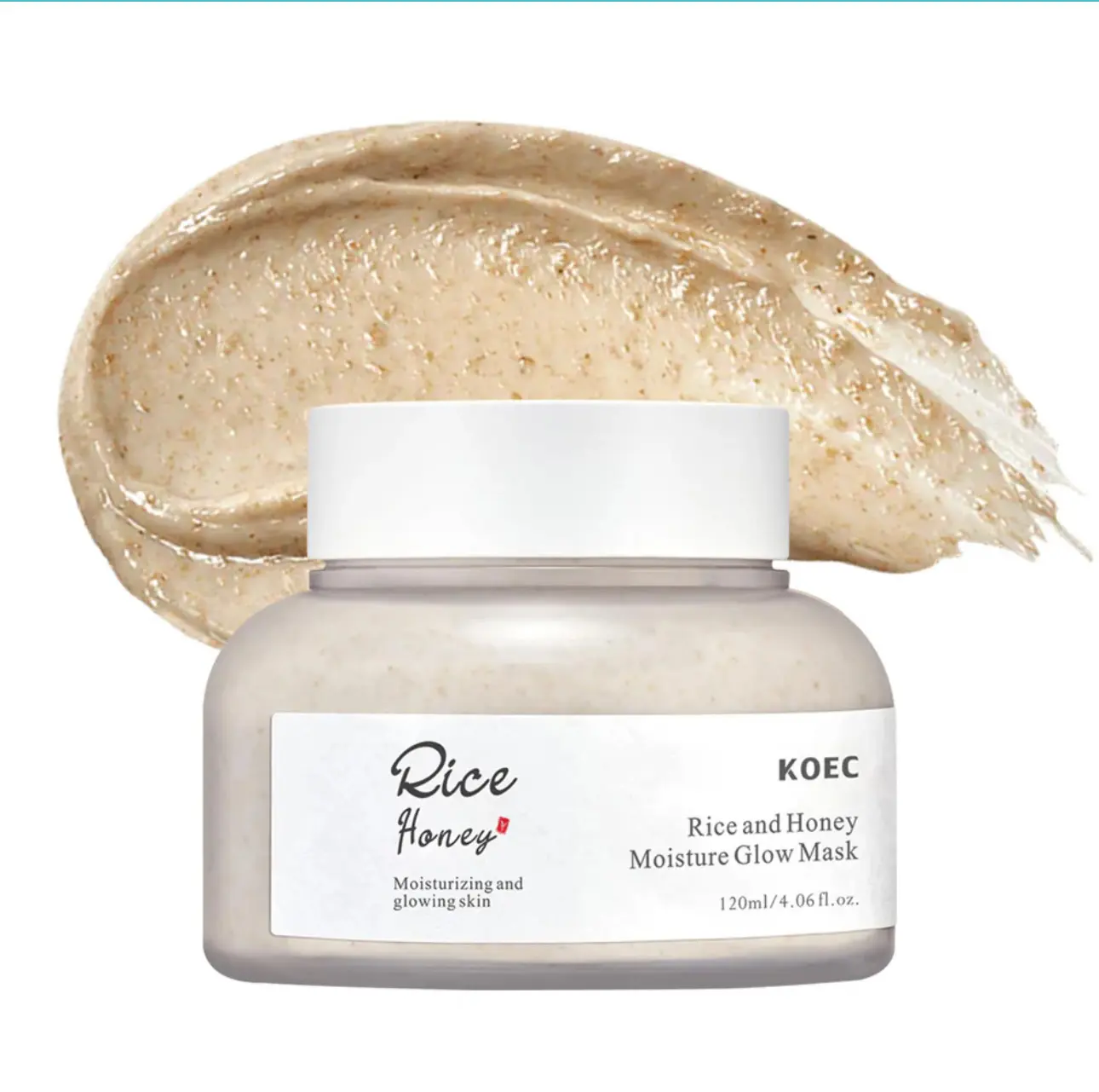 KOEC Rice and Honey Moisturizer Face Mask, 120ml Unisex Hydrating Treatment for All Skin Types, Glowing Complexion, Facial Use