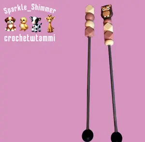 Cute Little Owl Amigurumi Sticks with Matching Beads Perfect to Watch Over all Your Projects