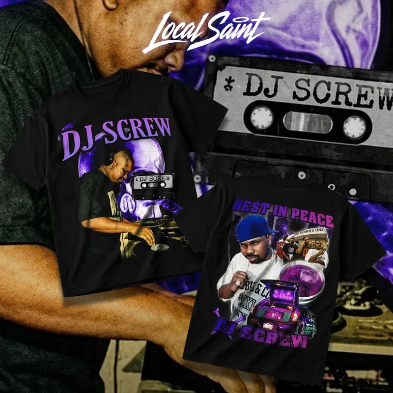 LOCALSAINT DJ Screw Sip On Da Screw Heavy Cotton Unisex Graphic T-Shirt Hoodie Houston Texas Screwed Up Click DJ Screw 713 Crewneck Tee, Vintage Streetwear Graphic T-Shirt Direct To Garment Breathable Print