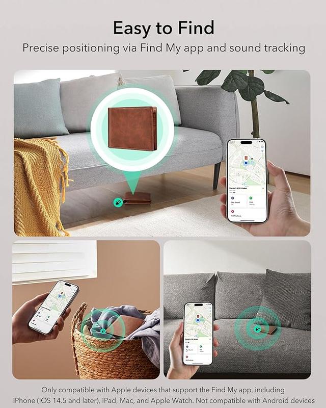 ESR Geo Wallet with Find My, RFID Blocking, Wallet for Men, Wallet Tracker(iOS 14.5 Above Only), Holds 9 Cards and 15 Bills, Replacement for AirTag Wallet, Slim Bifold Card Holder