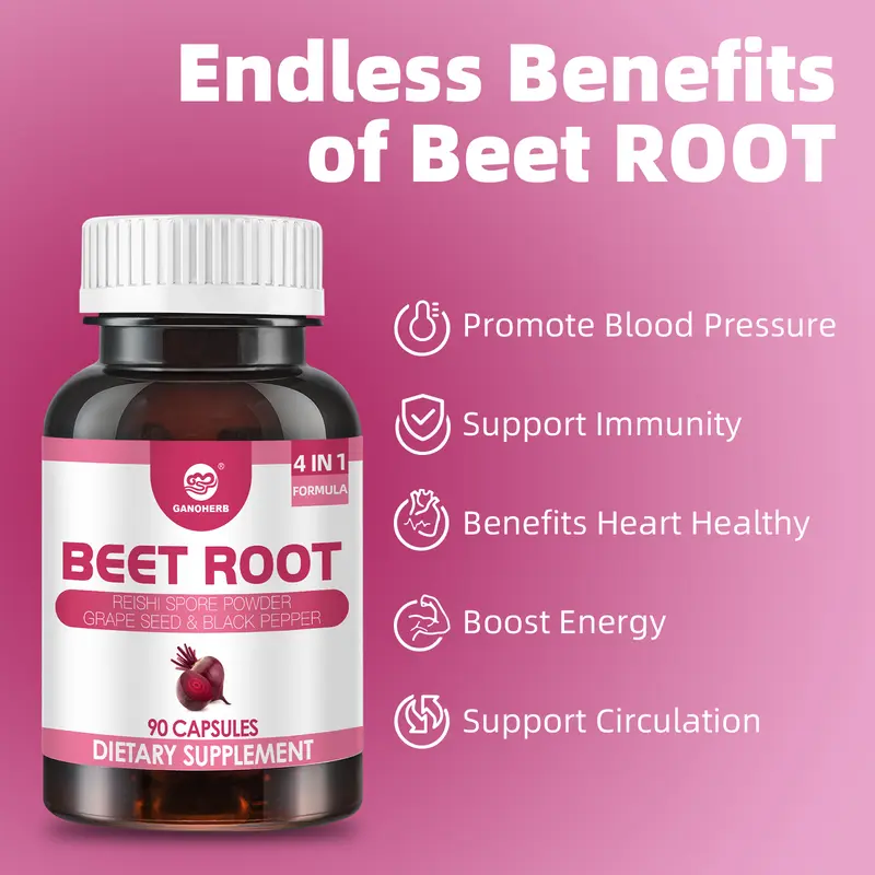 GANOHERB Reishi & Beetroot Capsules—supporting blood flow, circulation ...