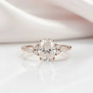 Solid 18k Rose Gold 1.5 Ct Oval Diamond Option Engagement Ring