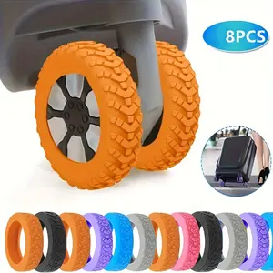 Set of 8 Luggage Wheel Protectors, Durable Silicone Caster Noise Reduction Covers, Designed to Cover And Shield Wheels, Ideal for Travel Additions, Luggage Racks