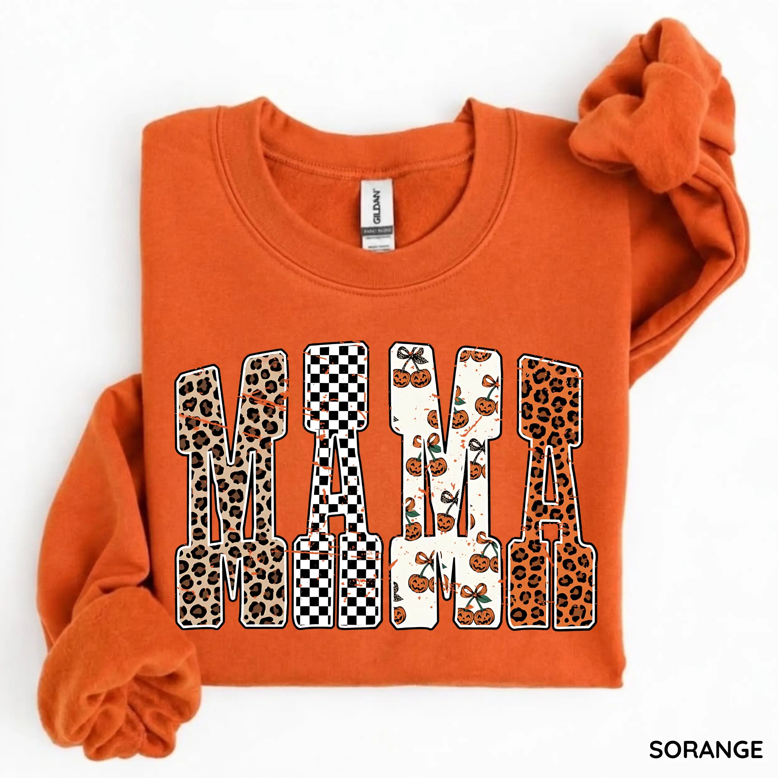 Mama Pumpkin Leopard Sweatshirt, Fall Halloween Checkered Mama Sweatshirt, Trendy Autumn Sweatshirt, Retro Fall Sweatshirt, Fall Cozy Sweater Gift For Women