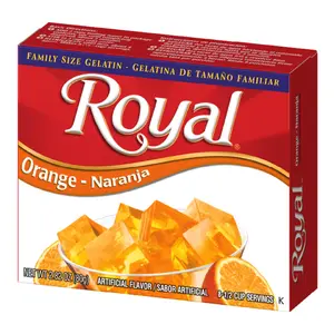 6x Royal Gelatin Orange - Snacks Custard Puddings Jelly Dessert Mix Easy Quick Sweet Treats Refreshing Fruity Kids Party Lunchbox Favorites Baking Pantry Essentials Fat Free Sugar Added Gelling Powder Bundle Wholesale Bulk Pack 1.4oz