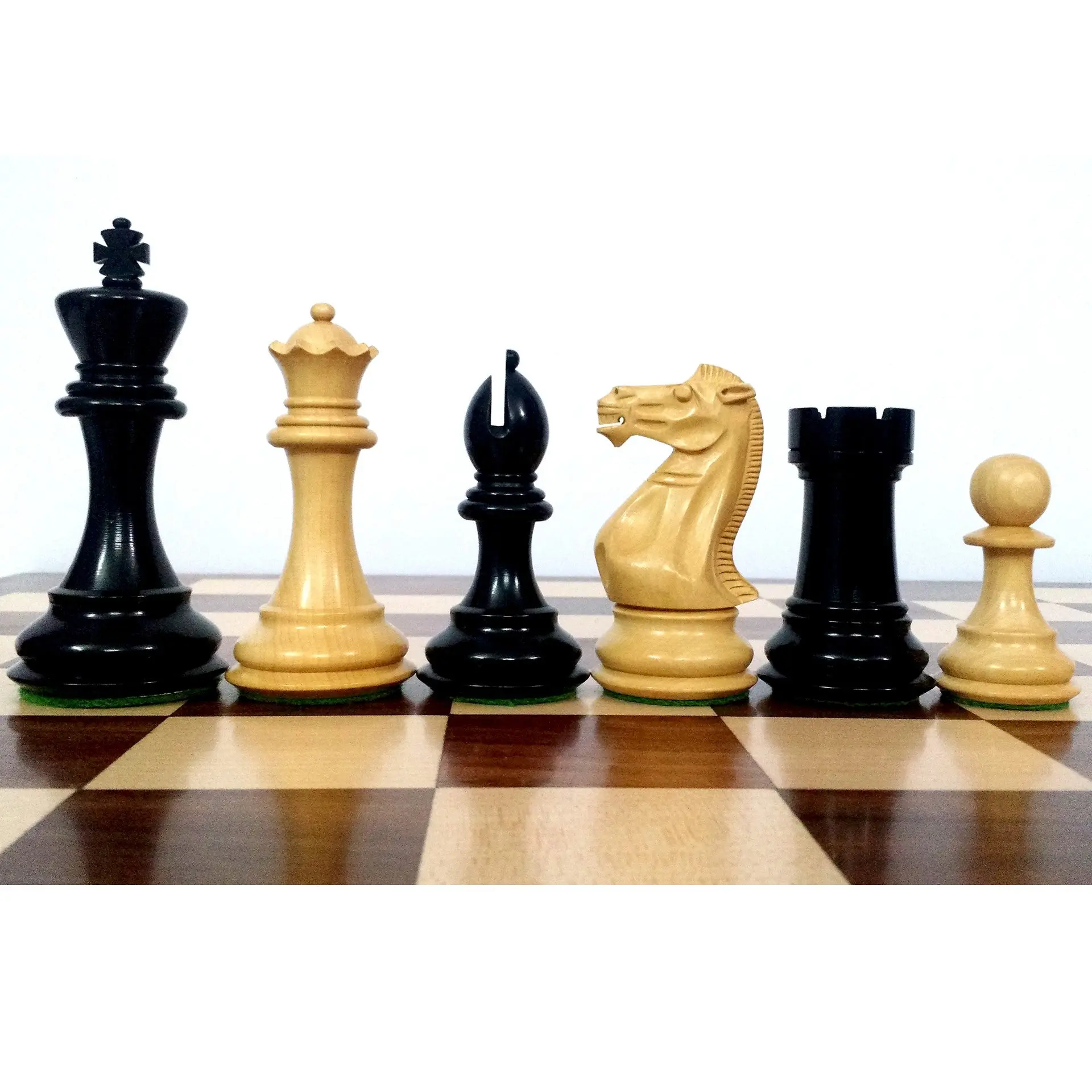 4.1" Pro Staunton Weighted Wooden Chess Set- Chess Pieces Only - Ebonised wood - 4 queens