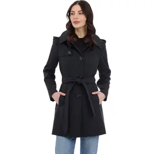 womens Trench Coat Style Raincoat With Detachable Hood