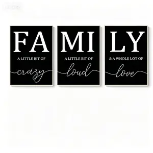 Family Letter Pattern Canvas Wall Art without Frame, 3pcs/set Frameless Wall Art Painting, Wall Decor for Home Living Room Bedroom Office exquisite poster scripture