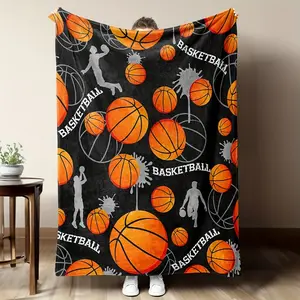 Basketball Sports Blanket Ultra Soft Flannel Plush Cozy Warm Bedroom Living Room Couch Sofa Throw Decor Birthday Gift Christmas Gift for Players Fans Men Women Teens Kids Hoops Team Spirit Style