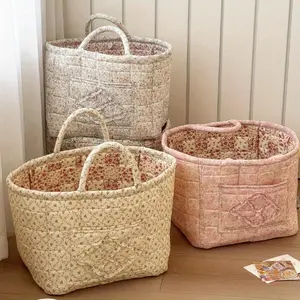 1 piece floral storage basket/laundry basket, a high-value, stylish, and large-capacity foldable home storage basket ideal for storing clothes, toys, and snacks