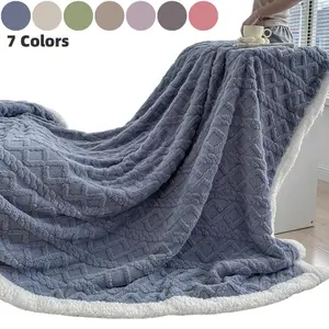 Double-sided Plush Blanket, Reversible Blanket, 1/2 Counts 350GSM Casual Soft Skin-friendly Warm Throw Blanket, Multifunctional Bedding Blanket for Home Office Camping Car Travel, Valentine's Day Gift