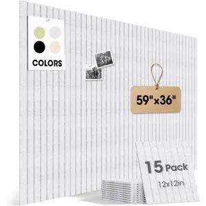 Large Cork Board for Walls 59" x 36",15 Pack 12"X12"Felt Bulletin Board Tiles with 120 Adhesive Tabs,Cork Board Alternative for Office Decor, Push Pin Board Wall Organizer-Light Gray