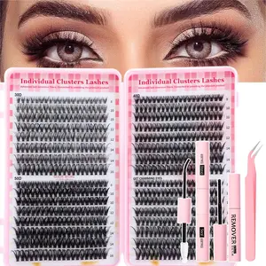 640 Cluster Eyelash Set for Dipping/lifting, Single Cluster Thickness 30D/40D/50D, Mixed Lengths 8-16mm, Lightweight Cartoon Effect, Eyelash Extension