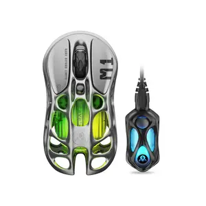 GravaStar Mercury M1 Pro Gaming Mouse - PAW3395(26000 DPI), RGB, Hollow Design,5 Programmable Buttons,2.4G/Bluetooth/Wired,for PC/Mac, Gunmetal Gray