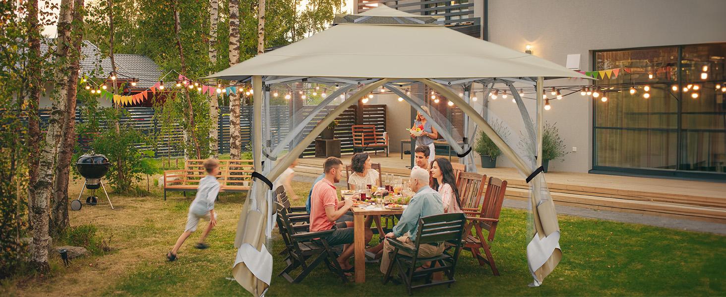 Yitahome Up to 8 Person Instant Pop-up Canopy Outdoor Patio Gazebo Tent w/ Mesh Nettings