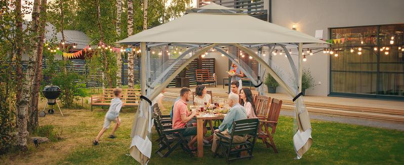 Yitahome Up to 8 Person Instant Pop-up Canopy Outdoor Patio Gazebo Tent w/ Mesh Nettings