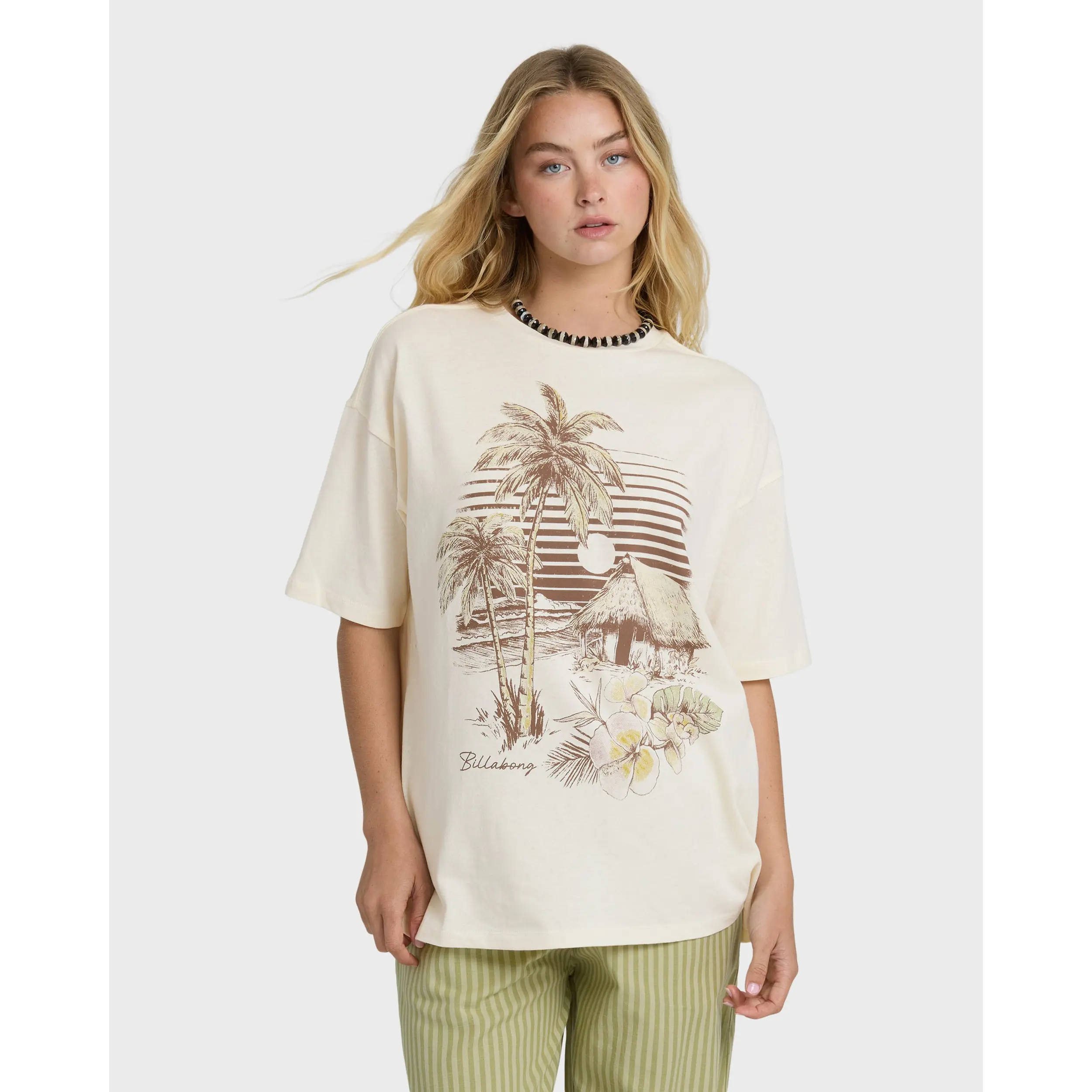 BILLABONG Women's Will Find Me Here Short Sleeve T-shirt, 100% Cotton Oversized Fit, Everyday Casual