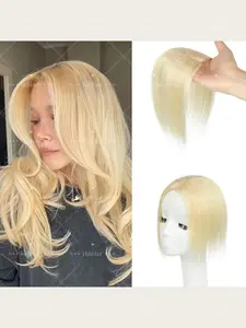 Real Human Hair Topper for Women, 5x9 Large Area, Hand-Woven & Machine-Made, Ideal for Thinning Hair, No Bangs, Multiple Colors Available