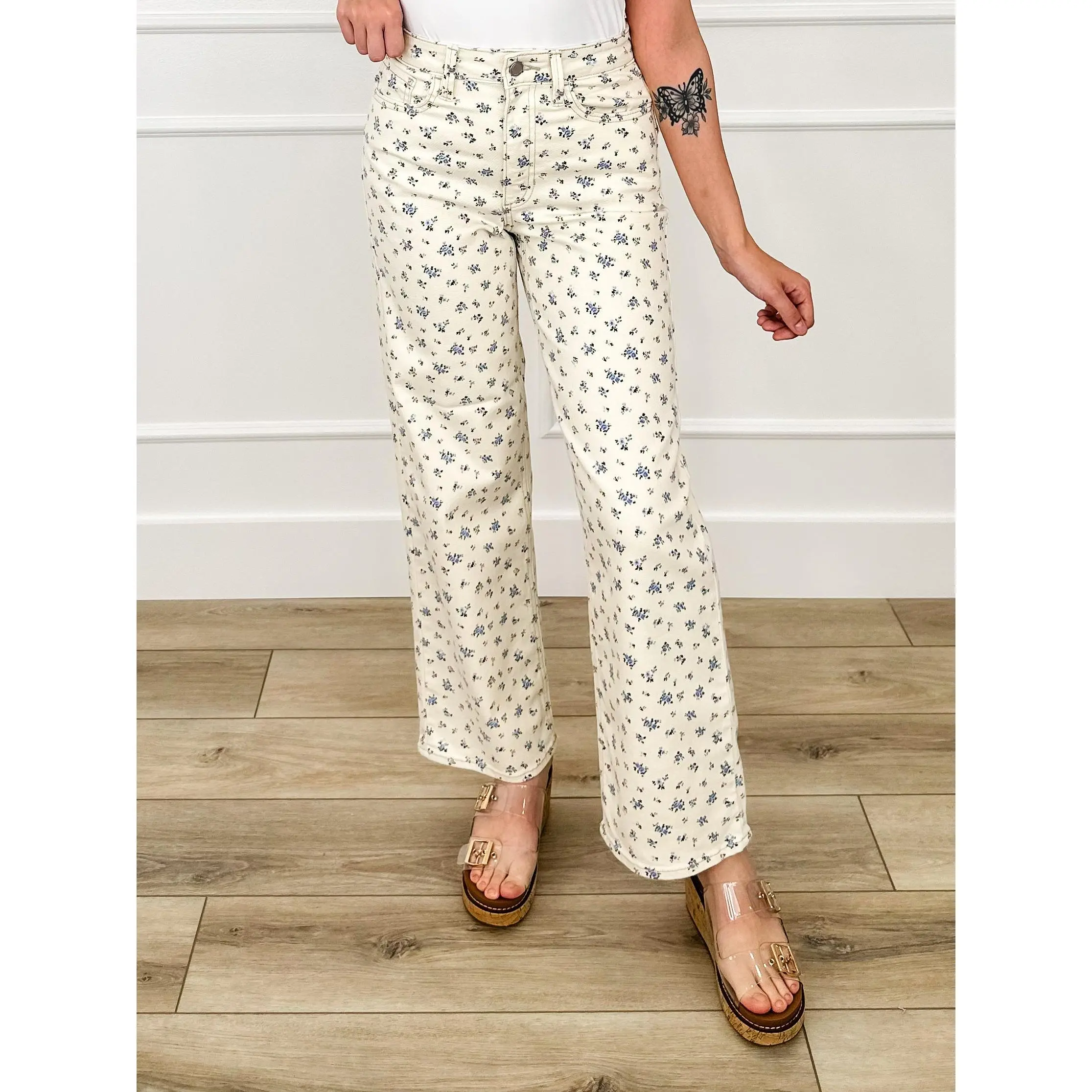 Believe in Love High-Rise Cotton Blend Cream Avery Mae Jeans