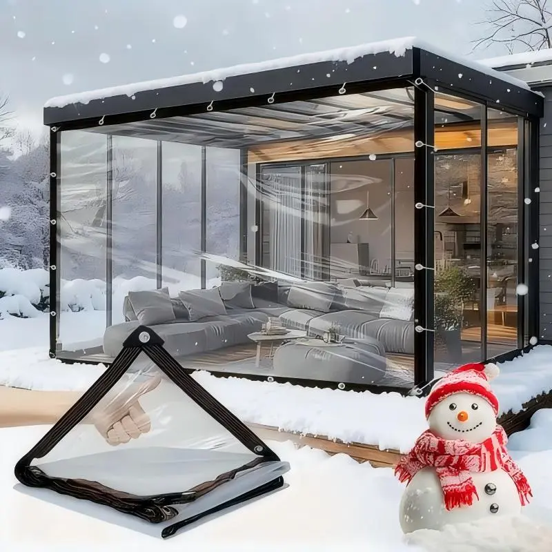 10×13FT Clear Waterproof PE Tarp, Transparent Outdoor Cover with Metal Grommets, Protective Tarp for Patio, Greenhouse, Porch, Garden and Outdoor Use,Holiday Gift for Balcony,Chicken Coop,home essentialSohoChic