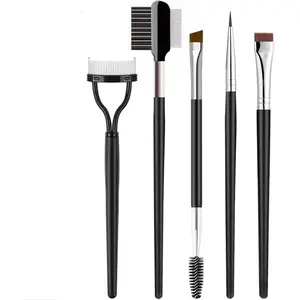 Eyebrow Brush & Eyelash Separator Eyeliner Brush and Brow Comb Lash Spoolie Brush, Steel Mascara Comb Grooming Brush, 5Pcs Eye Makeup Tools