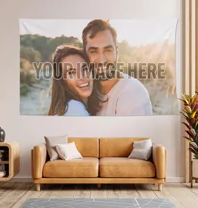 Custom Horizontal Tapestry, Customized Backdrop Banner, Print Design Photo, Text, Logo, Wall Hanging Art Decor for Wedding, Family, Festival, Birthday, Personalized Gifts, for Dorms, Bedrooms, Living Rooms, Garages, Doorways, Patios, and Home Decorations