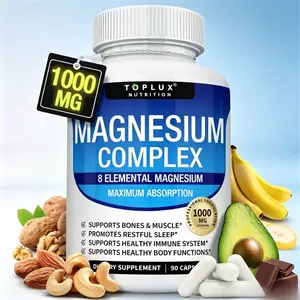 Premium 8-in-1 Elemental Magnesium Blend 1000mg Glycinate Taurate Citrate Malate Easy Absorption Formula Supports Bone Muscle Immune Health Natural Fitness Dietary Supplement 90 Capsules Healthcare Edible Vitamin Nutrition