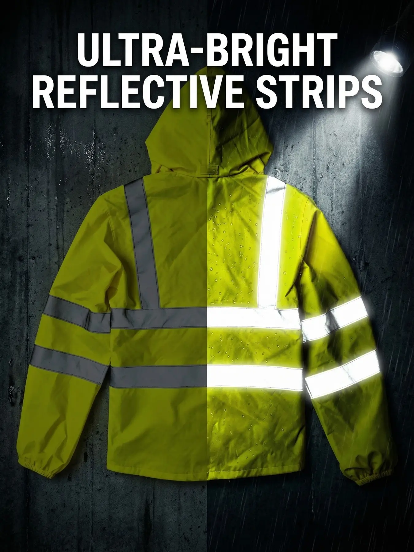 Fluorescent High Visibility Reflective Waterproof Hooded Safety Work Jacket, Outdoor Construction Traffic Protection Coat, Construction Gear, Reflectors