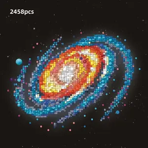 2458pcs Galaxy Building Block Set, DIY Creative Starry Night Decoration, Perfect Gift for Christmas Halloween Valentine's Day New Year Birthday, Building Block Model