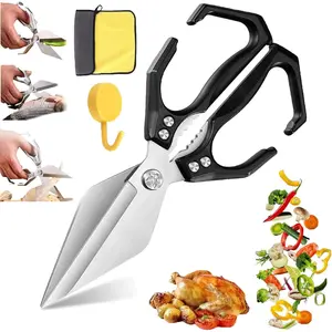 Multifunctional Heavy-Duty Kitchen Shears, Heavy Duty Kitchen Scissors with Ergonomic Handle,High-Carbon Steel Japanese Scissors for Chicken,Meat,Seafood,Bone Cutting (1*Black)