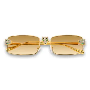 Iced Out Panther Sunglasses – Fashion Inspired Metal frame, Brown Lens