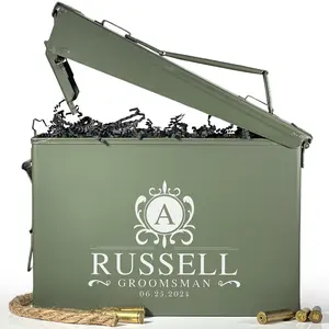 Personalized Groomsmen Ammo Box For Men - Custom Groomsmen Ammo Can Gift Set - Authentic Grade 1 Military Ammo Box Gift For Dad - Personalized Wedding Favors - Custom Gift