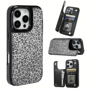 This silver leopard print design, made of durable TPU, includes a card slot and offers various functionalities for bank and transit cards. It's compatible with iPhone 17, 16, 15, 14, 13, 12, and Samsung models, making it a great gift for friends or family