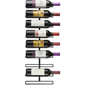 9-Bottle Wall-Mounted Wine Rack for Champagne and Wine, Metal Construction with Sturdy Commercial-Grade Welding Utensils