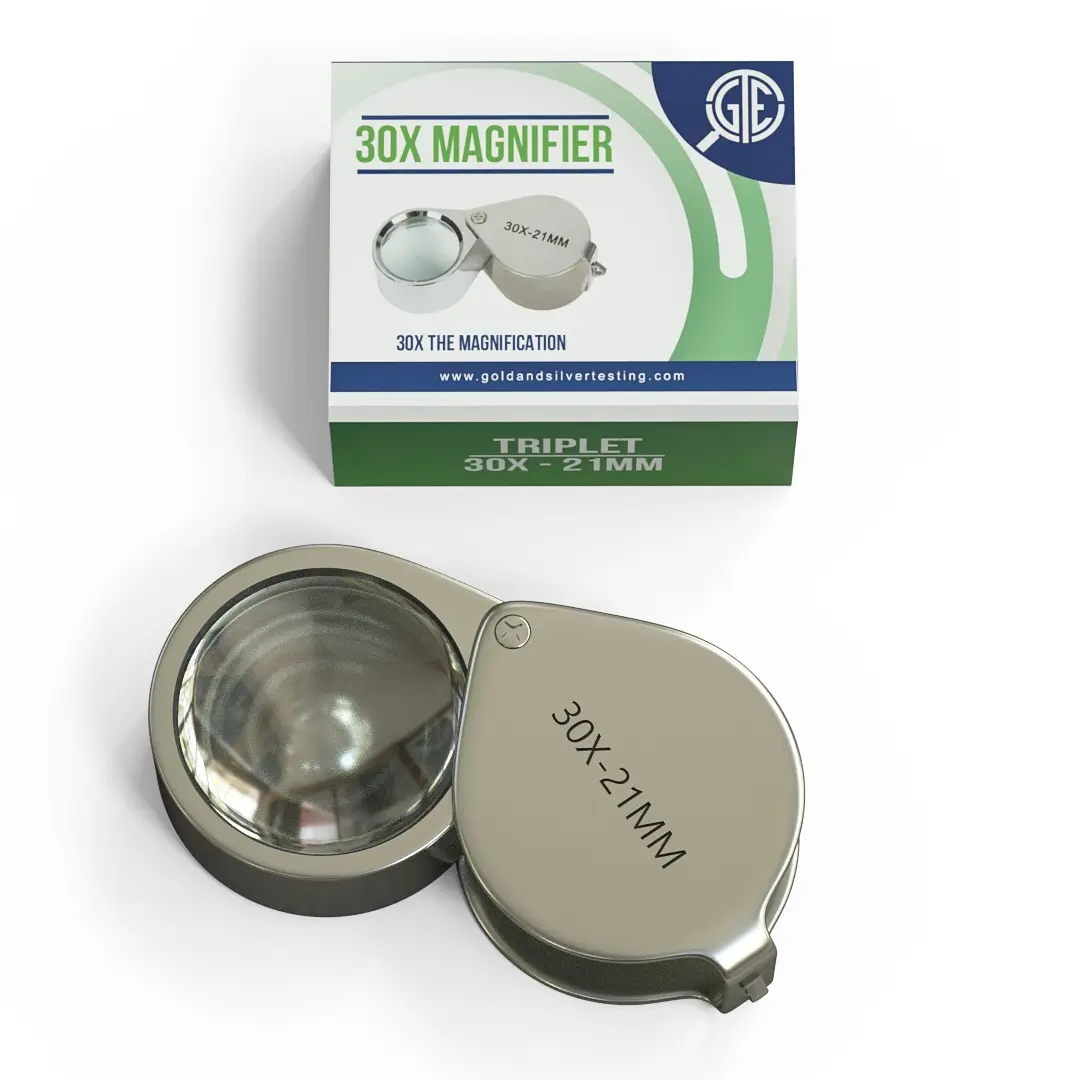 GTE 30X Premium Jewelers Eye Loupe Magnifying Glass - For Gold, White Gold, Silver, Platinum Jewelry Testing, Office Desk Accessory