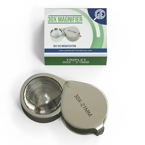 GTE 30X Premium Jewelers Magnifier Loupe - Must-Have for Jewelers Desktop Office Desk Accessory, Handheld Lens for Stone ID, White Gold/Metal Testing, Genuine Puritest Check, Versatile Use Detailed View