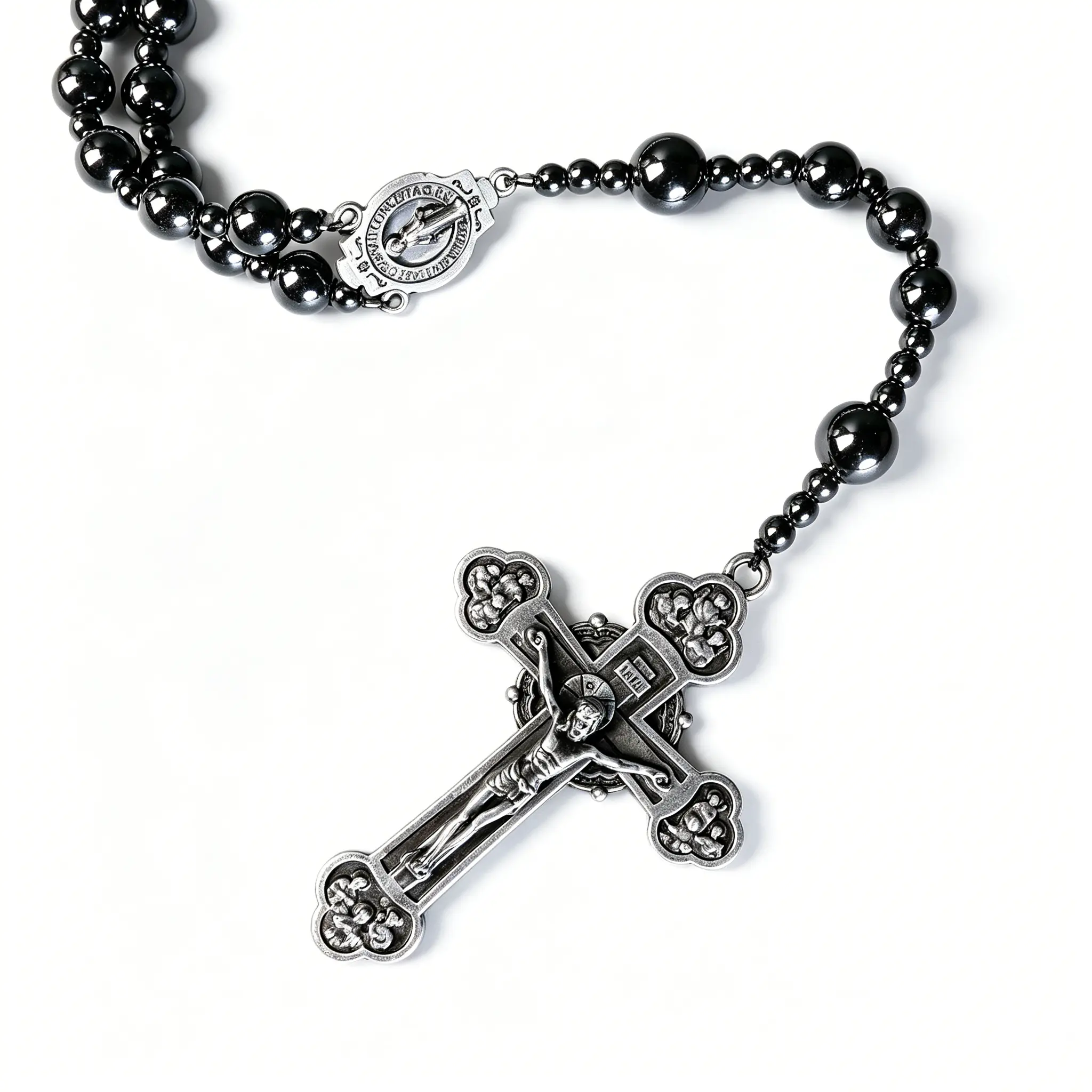 Hematite rosary beads catholic for women and men,Catholic baptism gifts for boys,Rosary for first communion boys or girl, Black