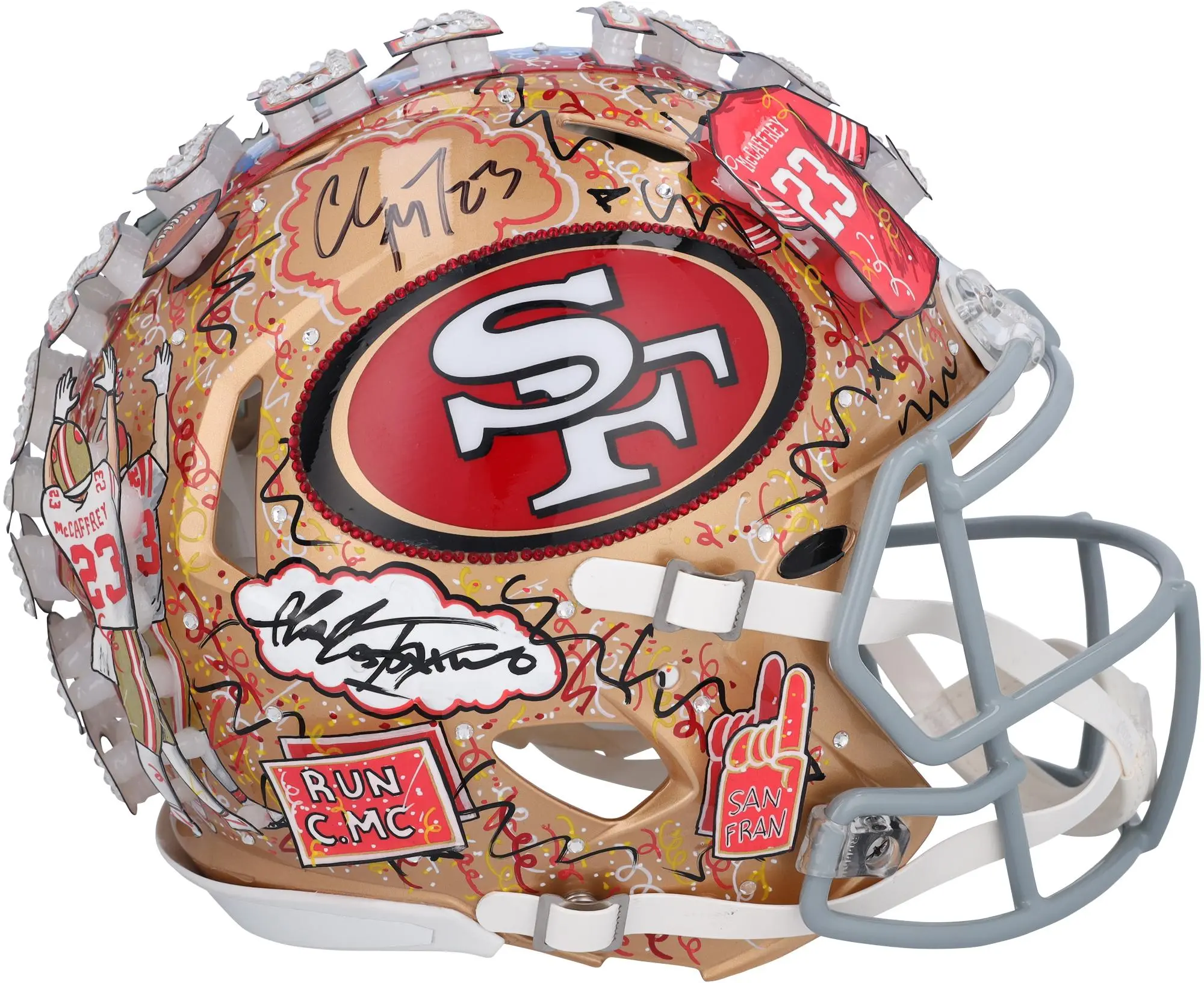 Christian McCaffrey San Francisco 49ers Autographed Riddell Speed Authentic Helmet - Art by Charles Fazzino - NR81050444 - Fanatics Authentic Certified