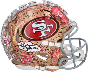 Christian McCaffrey San Francisco 49ers Autographed Riddell Speed Authentic Helmet - Art by Charles Fazzino - NR81050444 - Fanatics Authentic Certified