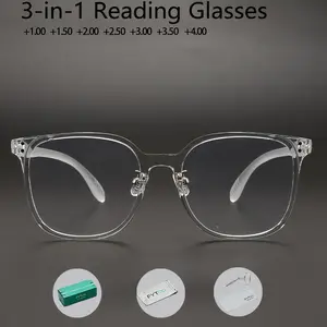 FYTOO 3-in-1 Reading Glasses Set Full Rim TR Frame 3 Accessories Retro Boho Unisex Design Feather-Light All-Day Comfort Perfect Gift for Parents 39006TM&ADD